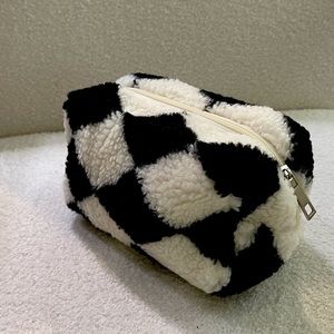 Black Checkered plush bag
